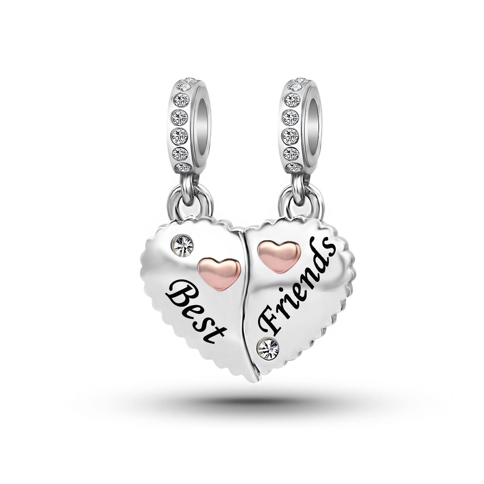 Amazon | LSxAB ハートラブダングルチャーム 親友用 Pandoraチャーム